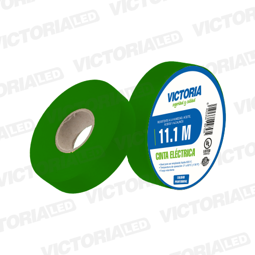 [CEV-11.1M] CINTA ELECTRICA VERDE 0.13X19X11.1M FUEGO RETARDANTE 250U
