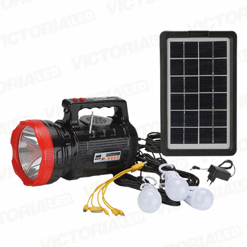 [AT-X9] KIT SOLAR PORTATIL LINTERNA/3FOCOS3W/USB/RADIO/MP3
