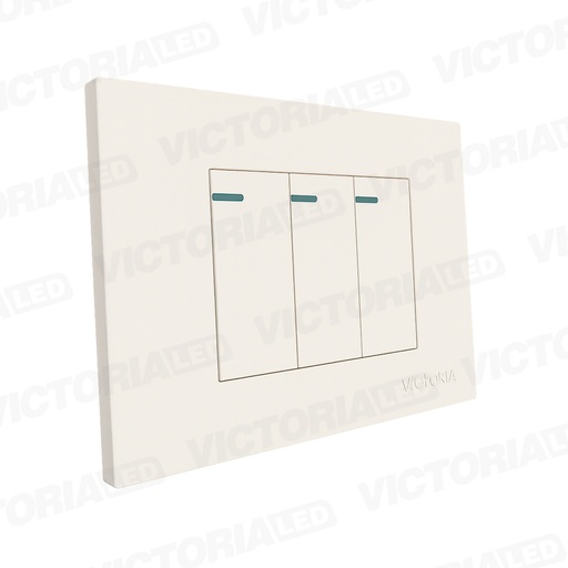 [VL-IN3B] INTERRUPTOR TRIPLE CONMUTABLE 16A 125/250V PC BLANCO 10U/C